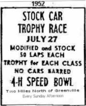 Greenville Speedway - 1952 Ad From Jerry (newer photo)
